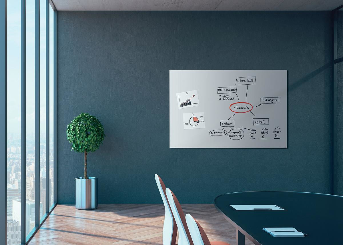 Sigel Whiteboard – 150 × 100 cm, Glas, magnetisch, Wandmontage, inkl. 2 Magnete, Befestigungsmaterial