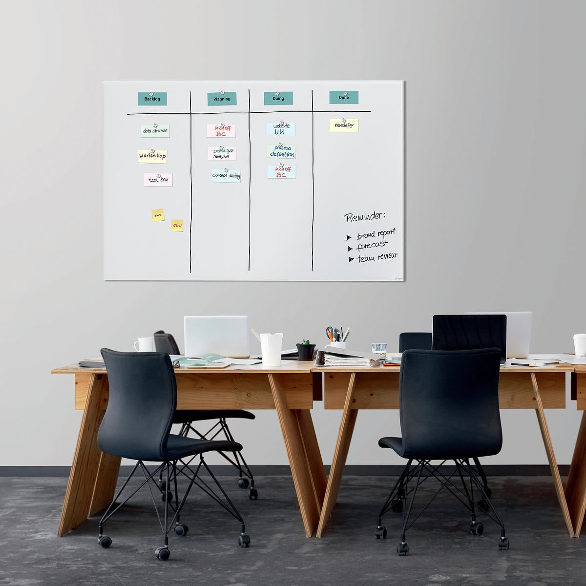 Sigel Whiteboard – 150 × 100 cm, Glas, magnetisch, Wandmontage, inkl. 2 Magnete, Befestigungsmaterial