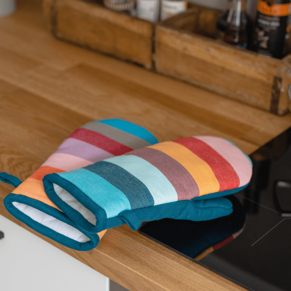 REMEMBER Ofenhandschuhe 29 × 14 cm, Baumwolle/Polyester, mehrfarbig, 2 Stk.