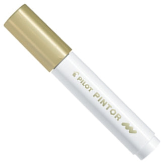 Pilot Pigmentmarker Pintor – Rundspitze 1,5-2,2 mm – Metallic Gold – Für dunkle Oberflächen geeignet