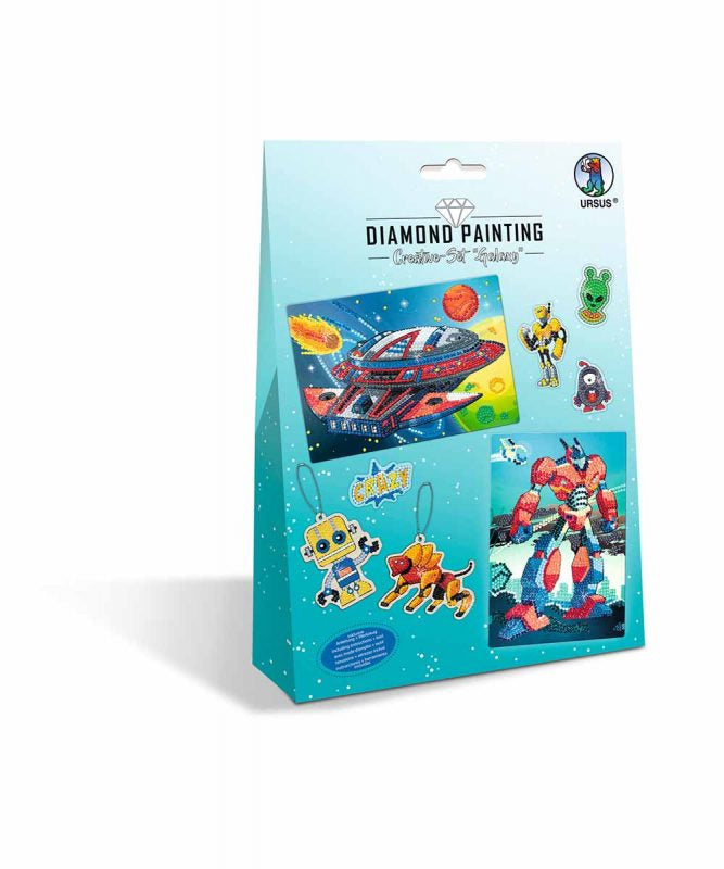 URSUS Diamond-Painting-Set Galaxy – 2 A5-Karten, 1 Stickerbogen – ab 8 Jahren