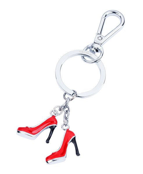 TROIKA Schlüsselanhänger Pumps – Metall, Schwarz/Rot/Silber, 35 × 122 × 8 mm
