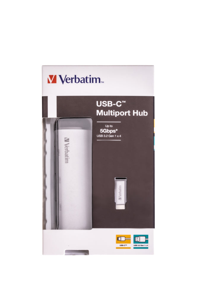 Verbatim USB-Hub – USB-C, 4× USB-A, für Windows/Mac