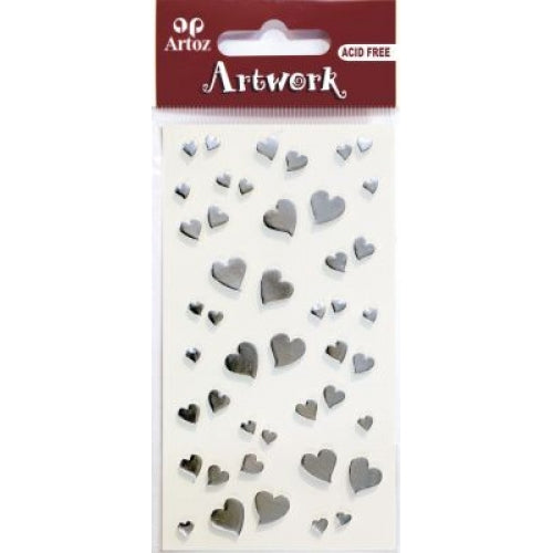 Artoz Sticker, Herzen, Silber, 1 Bogen, 65 × 120 mm