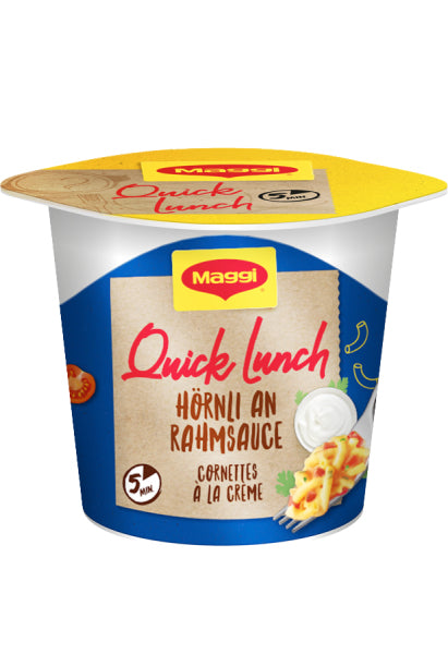 Maggi Quick Lunch Pasta-/Teiggericht Hörnli Rahm Becher – 63 g
