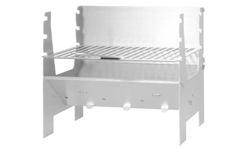 FENNEK Grill Light – Grillfläche 27×18 cm, Holzkohle – Silber/Edelstahl