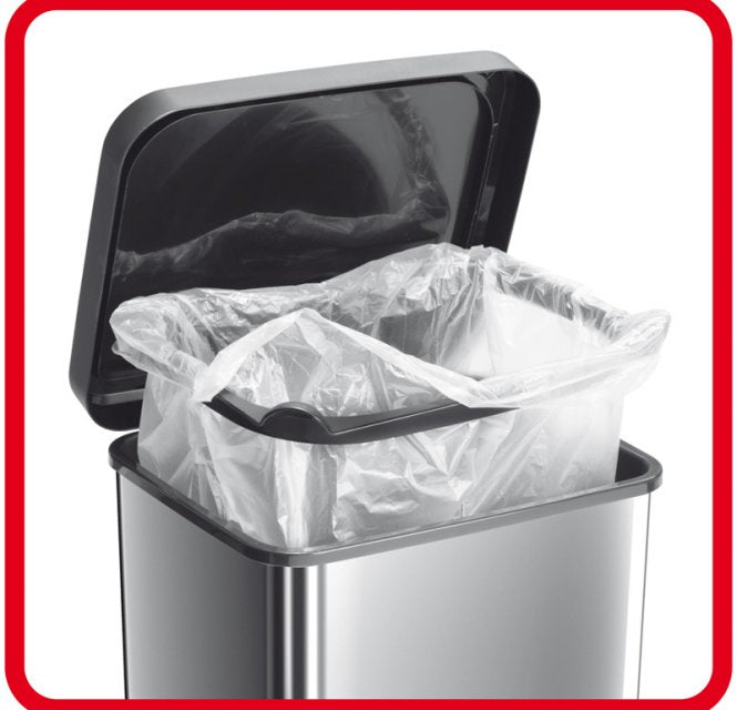 Rotho Abfallcontainer – 40 l – mit Deckel – Kunststoff, Silber – B × H × T 295 × 676 × 353 mm