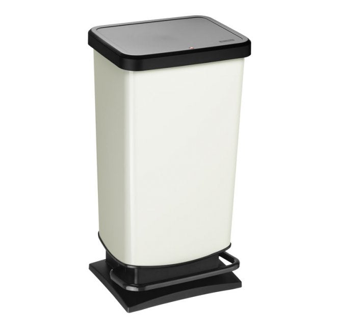 Rotho Abfallcontainer Paso – 40 l – mit Deckel – Kunststoff, Weiss – B × H × T 295 × 676 × 353 mm