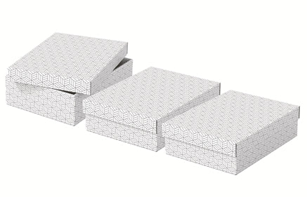 Esselte Archivschachtel A4 – 265 × 100 × 360 mm, weiss, Karton, 3er Pack
