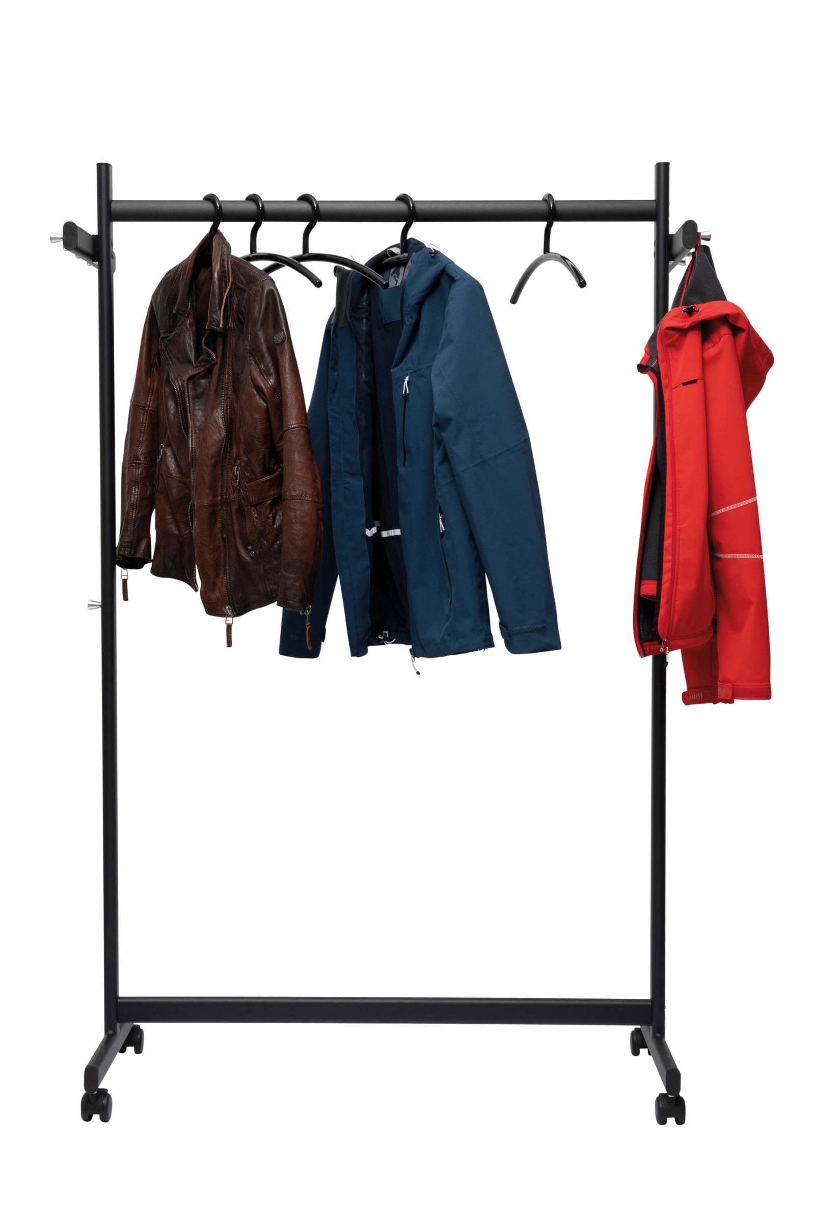 MAUL Garderobenständer – 8 Haken, mit Rollen, Schwarz, 115,5 × 50,8 × 172,5 cm
