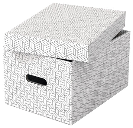 Esselte Archivschachtel A4 – Abnehmbarer Deckel, mit Griffloch, Weiss, Karton, 3er Pack