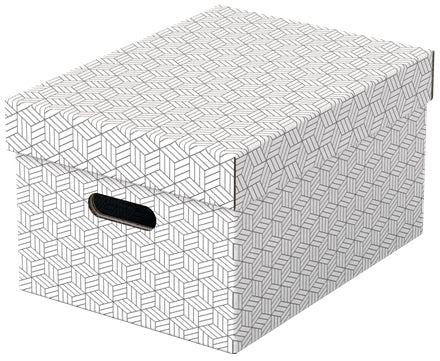 Esselte Archivschachtel A4 – Abnehmbarer Deckel, mit Griffloch, Weiss, Karton, 3er Pack