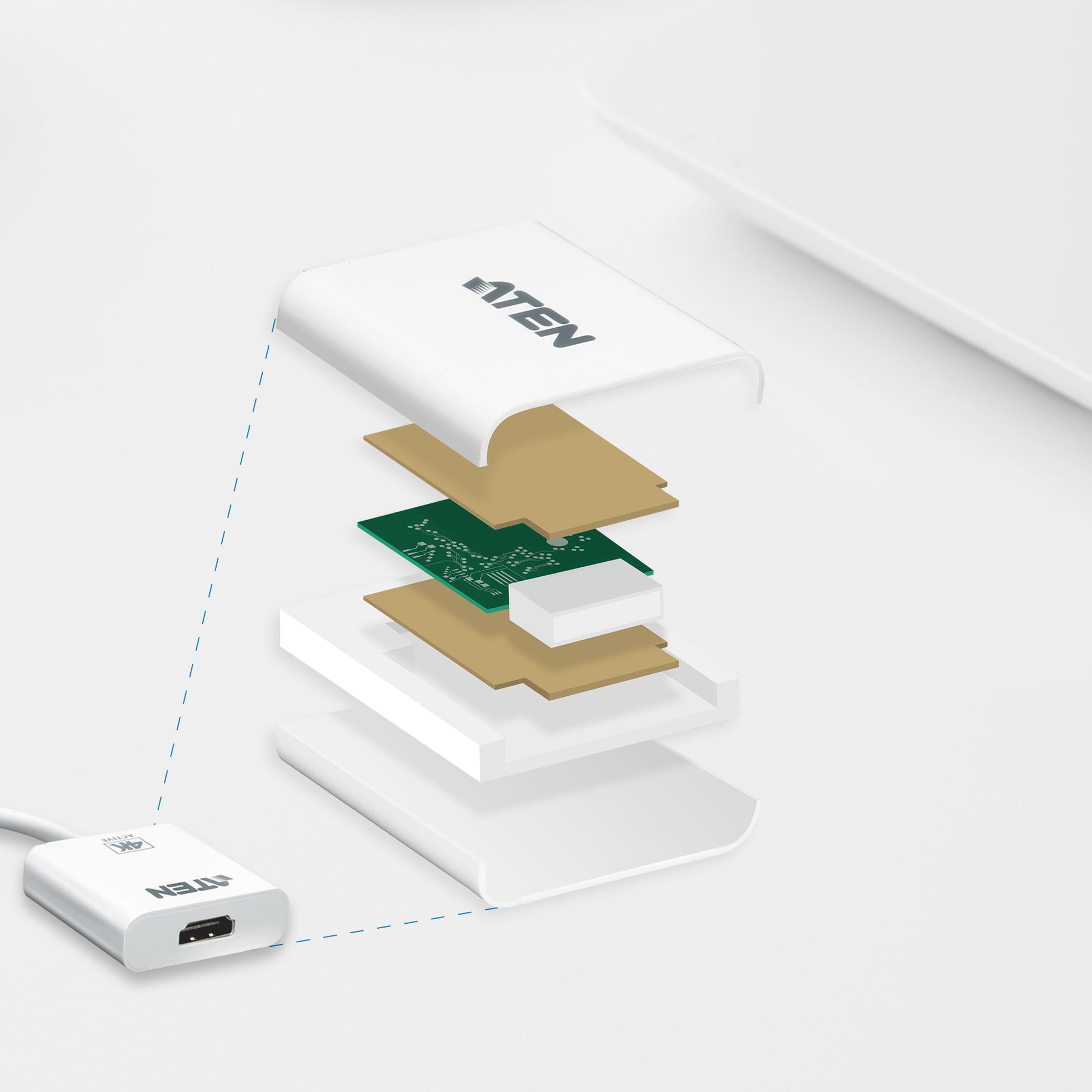 ATEN Mini DisplayPort auf HDMI Konverter – DisplayPort 1.2a, 4K@30 Hz, aktiv, HDCP 1.3