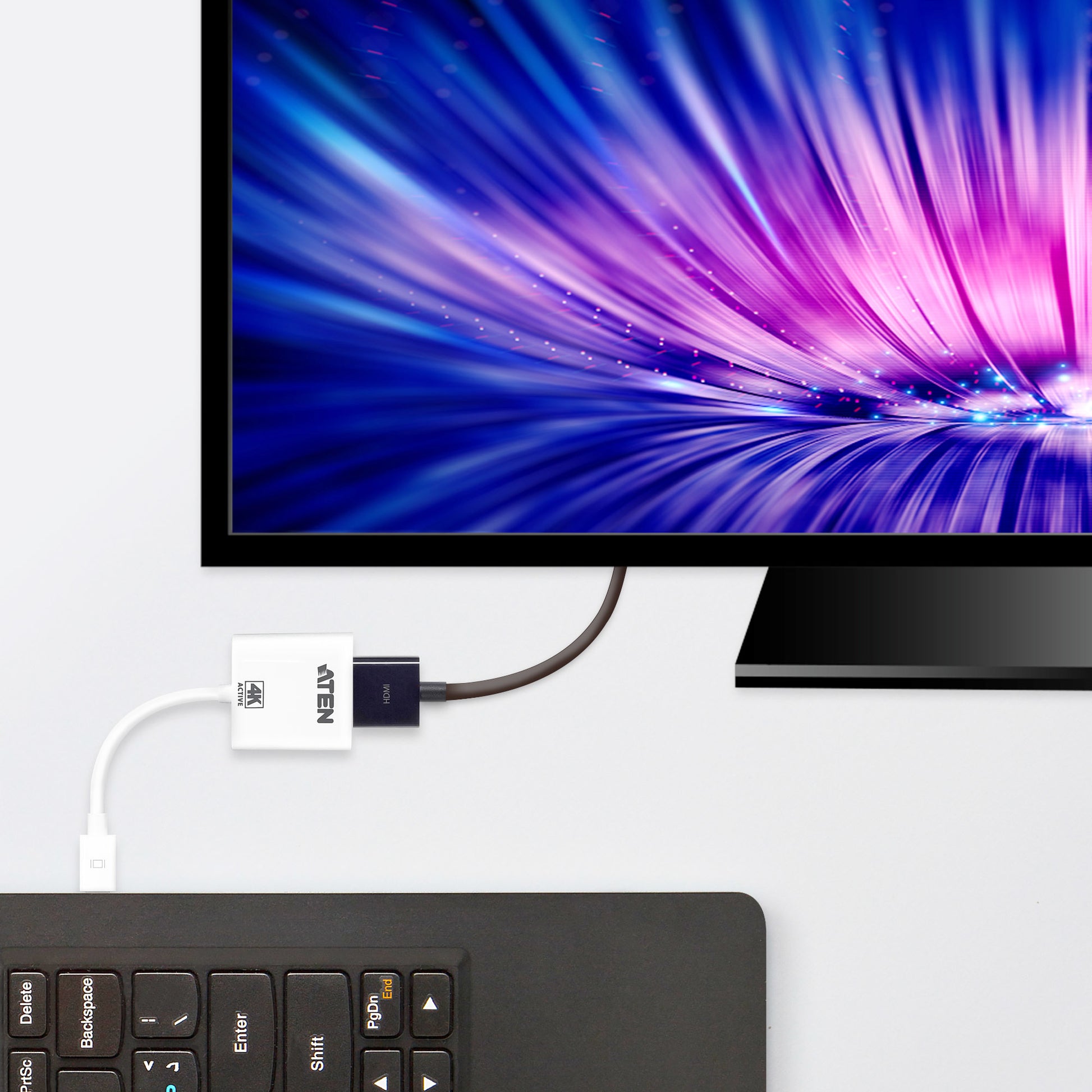ATEN Mini DisplayPort auf HDMI Konverter – DisplayPort 1.2a, 4K@30 Hz, aktiv, HDCP 1.3