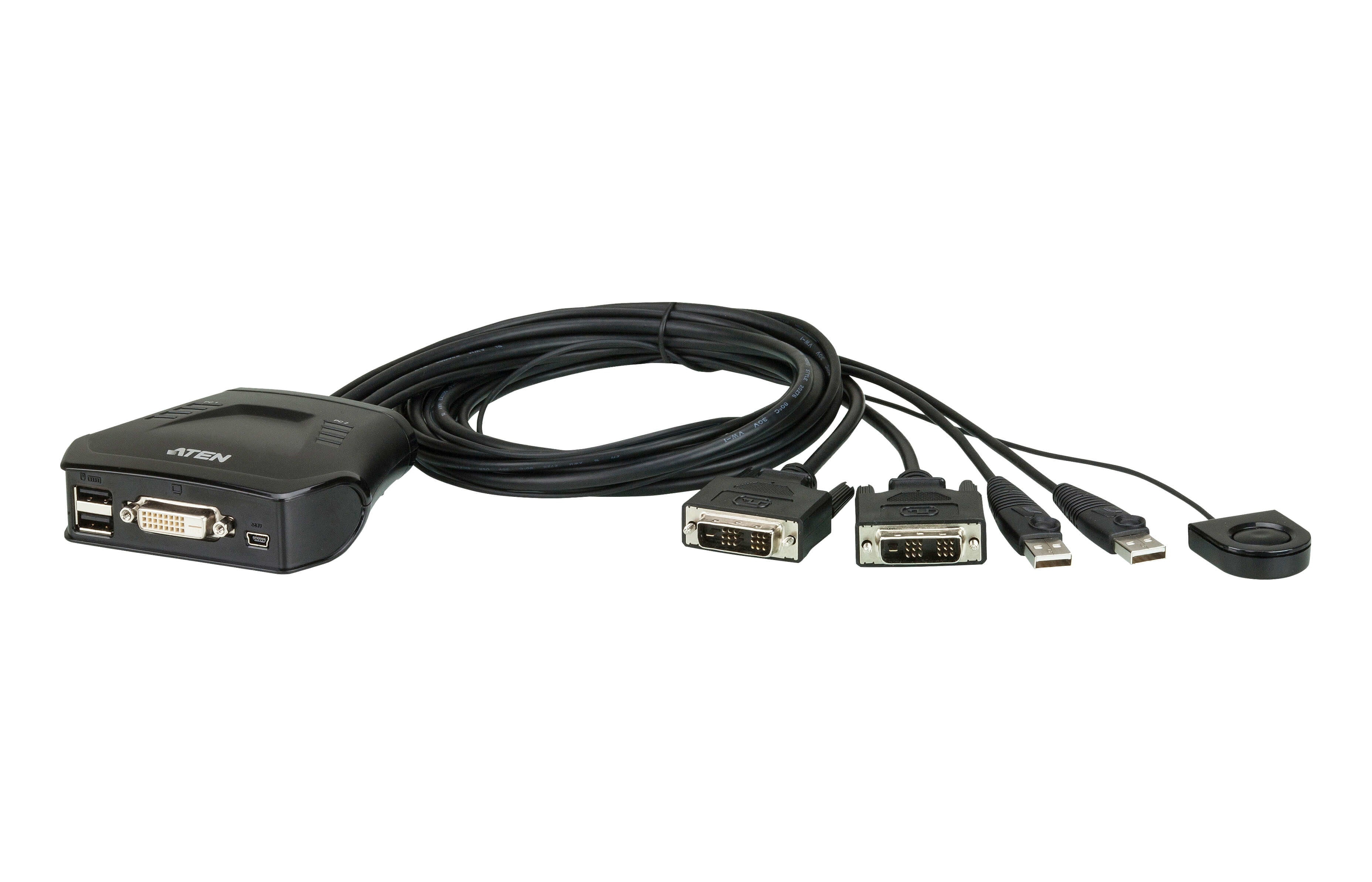 ATEN CS22D – KVM-Switch 2×1, DVI-D/USB A, WUXGA (1920 × 1200)