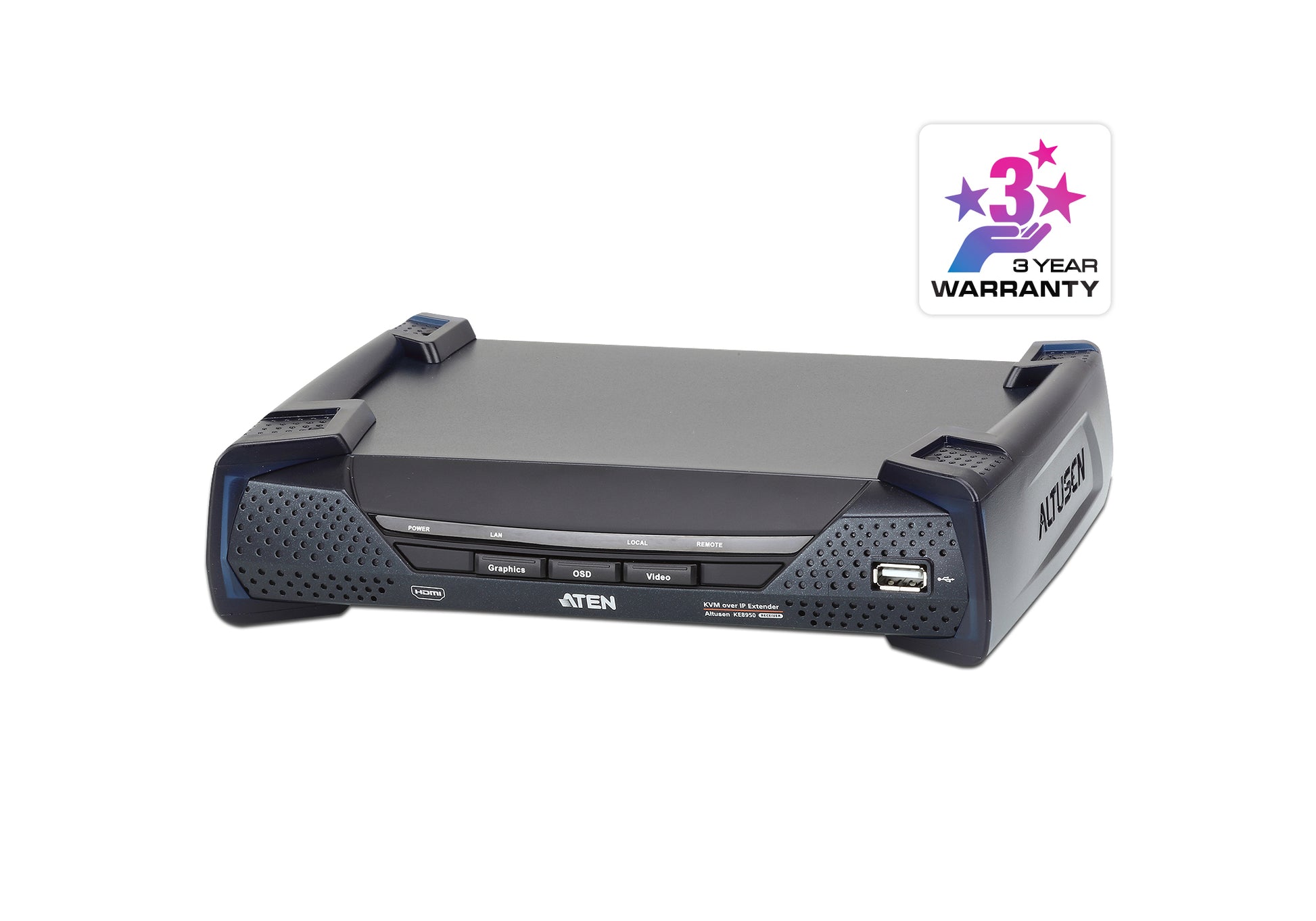 ATEN KE8950R – HDMI KVM-Empfänger (über IP), 4K@30 Hz, 1 Gbit/s SFP, USB, HDCP 1.4, Schwarz