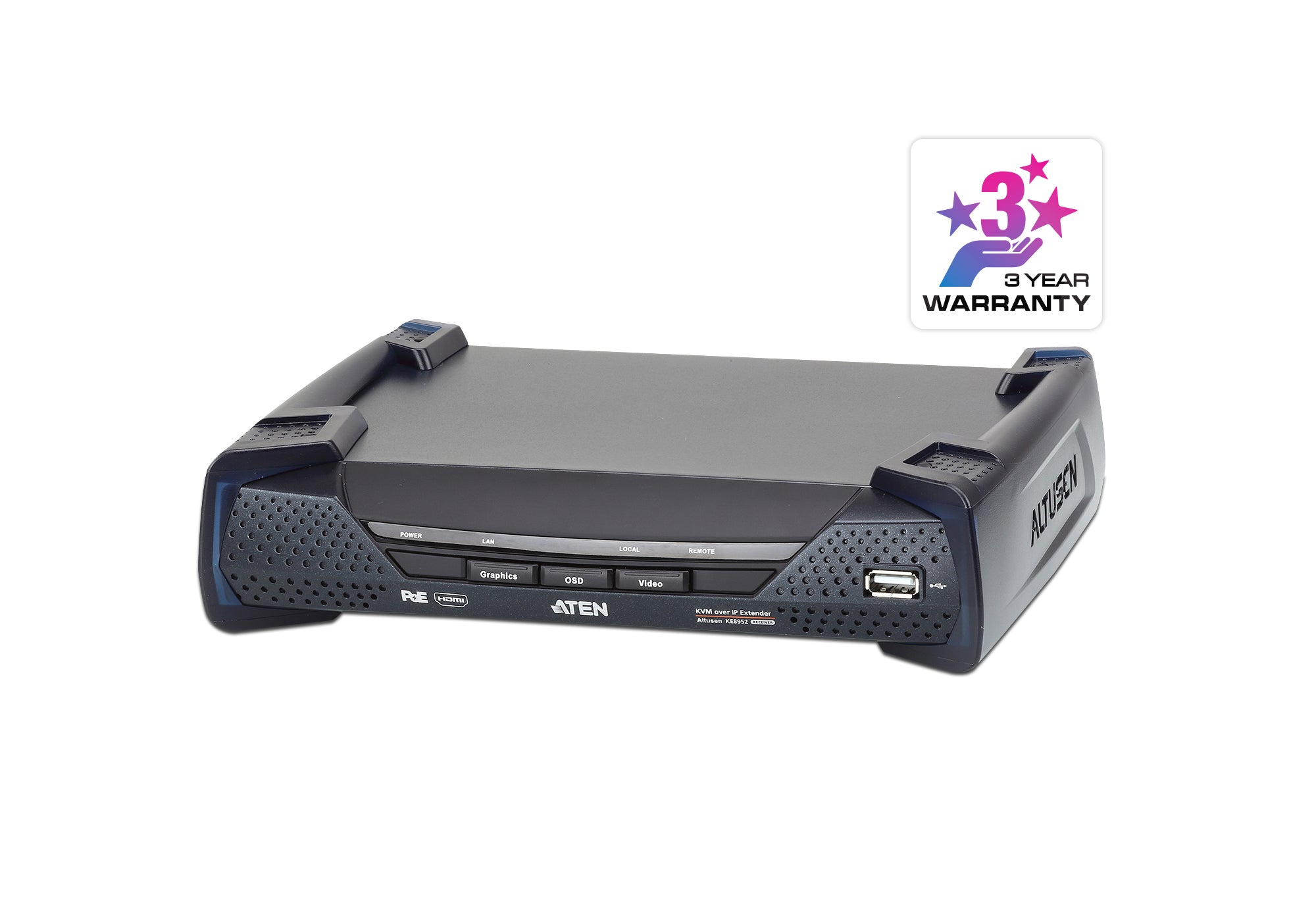 ATEN KE8952R – KVM über IP Empfänger, IP/Glasfaser (SFP), 1× HDMI, USB, 4K@30 Hz, 4:4:4, PoE, HDCP1.4