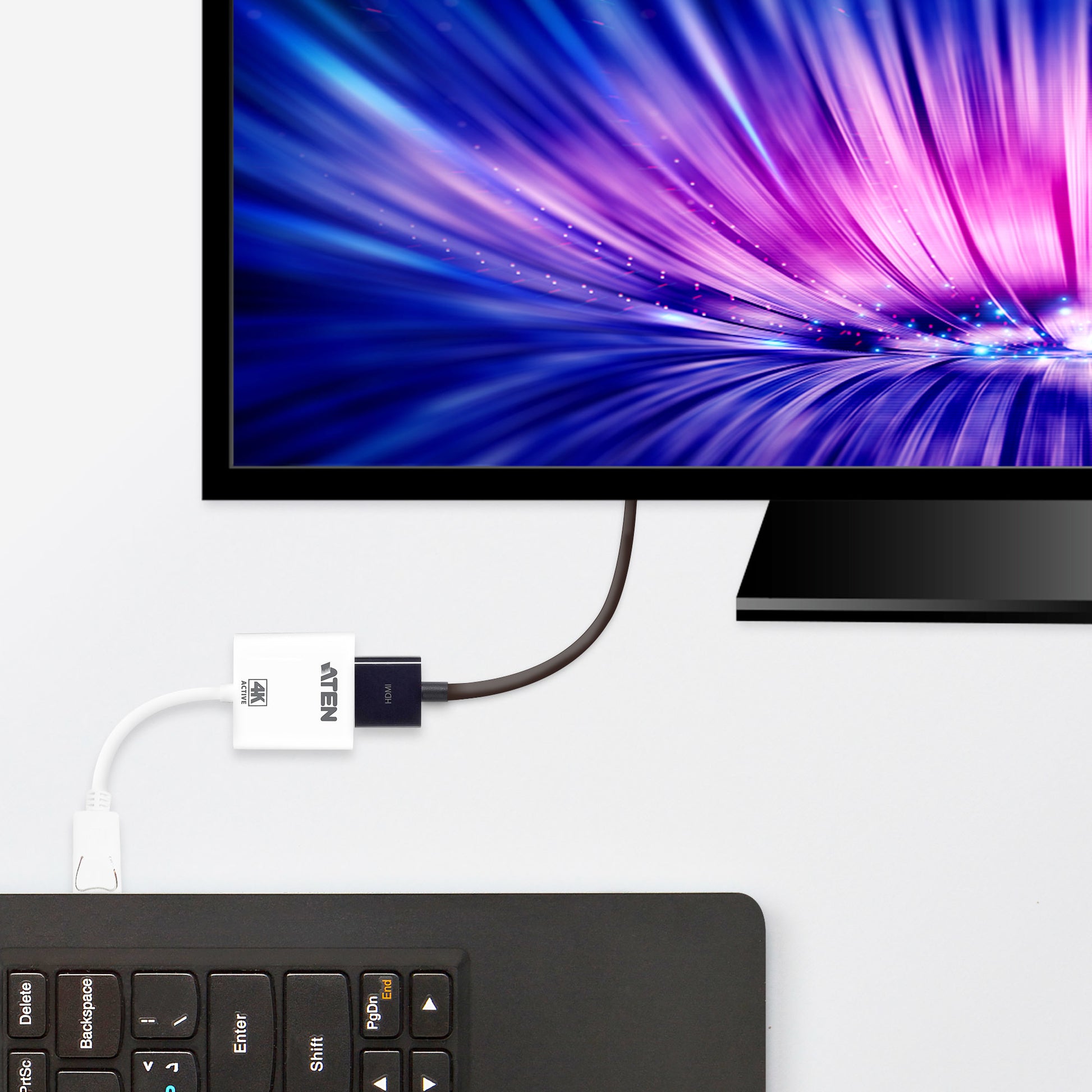 ATEN Adapter DisplayPort zu HDMI – 4K (3840 × 2160) @ 60 Hz, DisplayPort 1.1a, HDCP 1.3