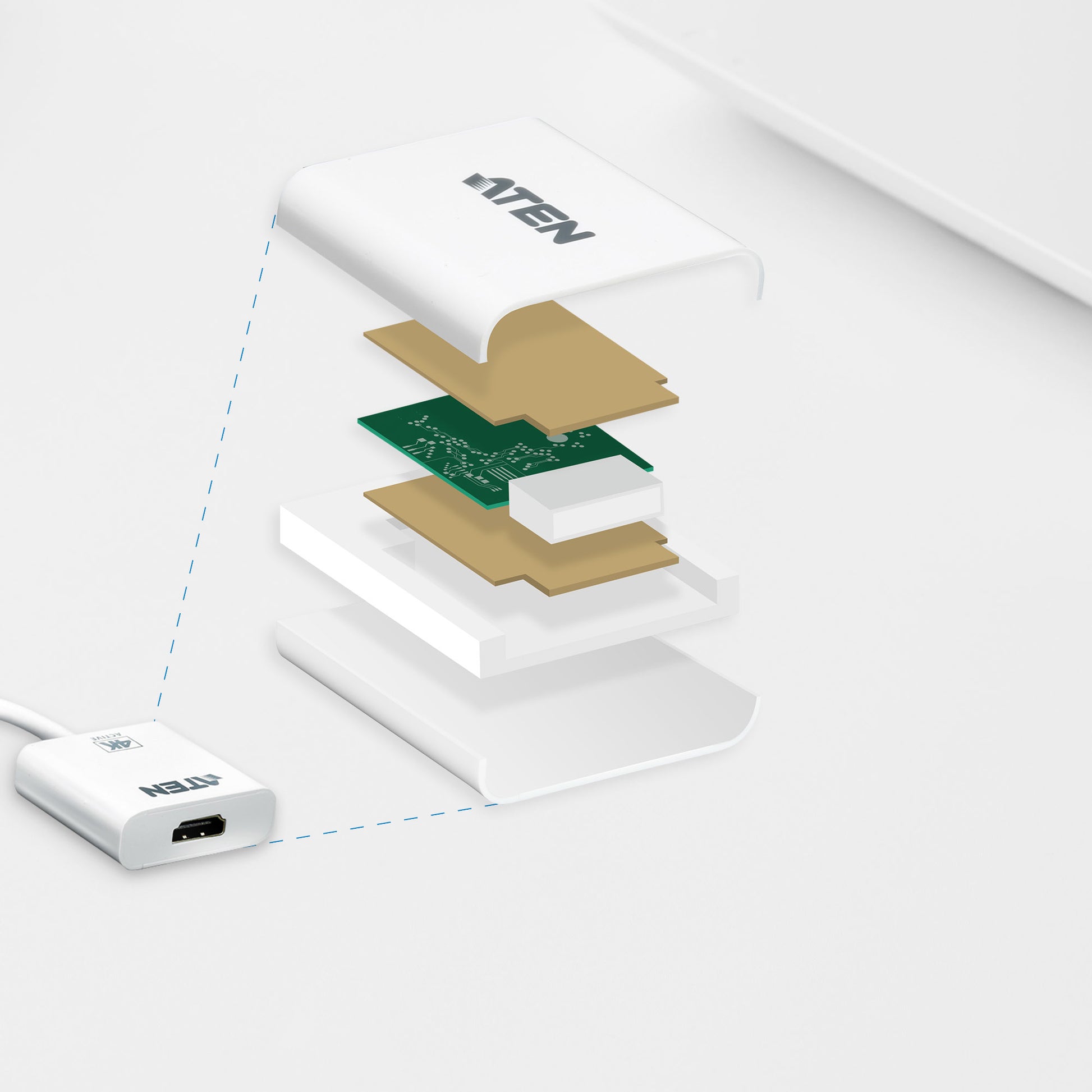 ATEN Adapter DisplayPort zu HDMI – 4K (3840 × 2160) @ 60 Hz, DisplayPort 1.1a, HDCP 1.3