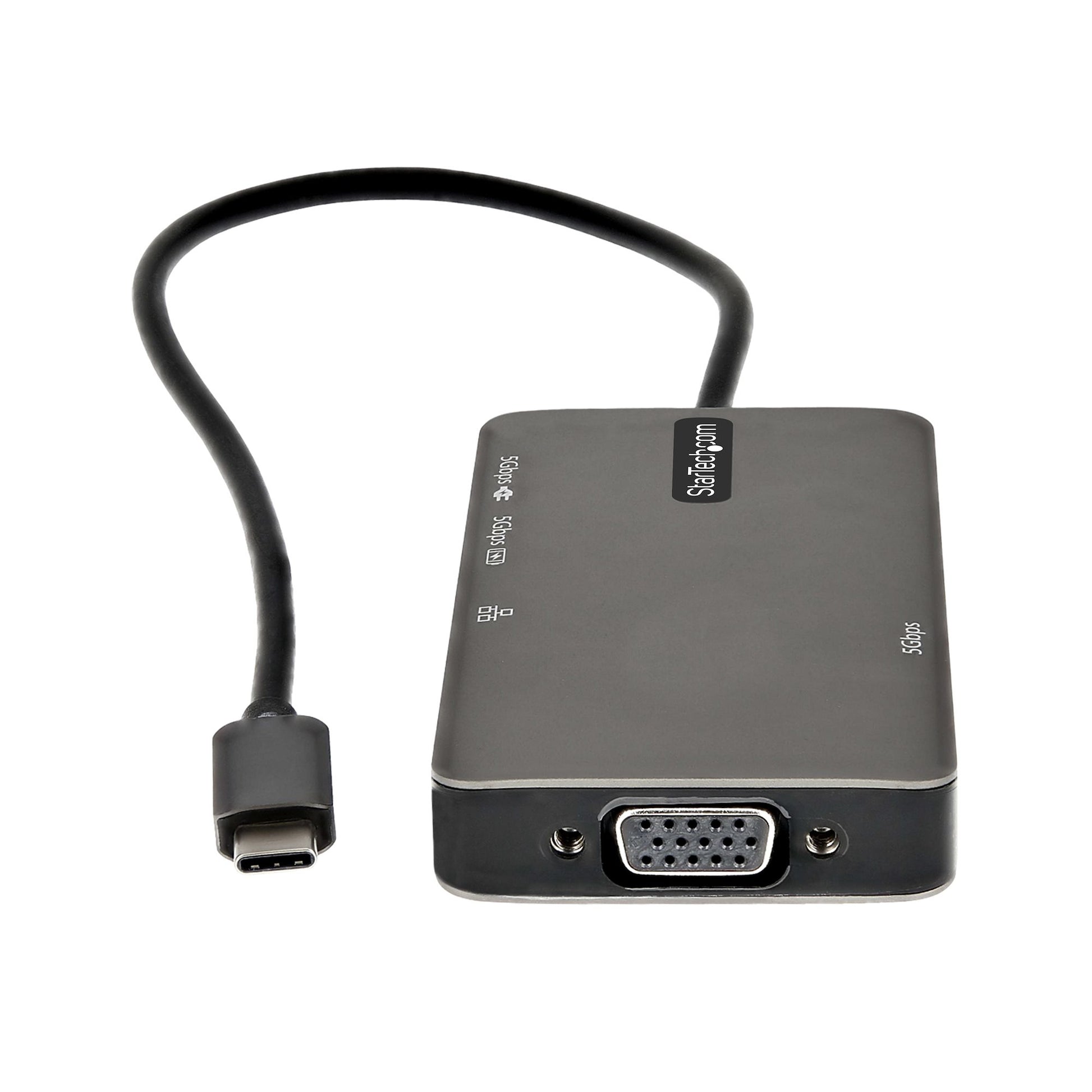 StarTech.com Multiport-Adapter – USB-C, 1× HDMI, 1× VGA, 2× USB-A, 100 W PD, GbE, für Windows/Mac/ChromeOS