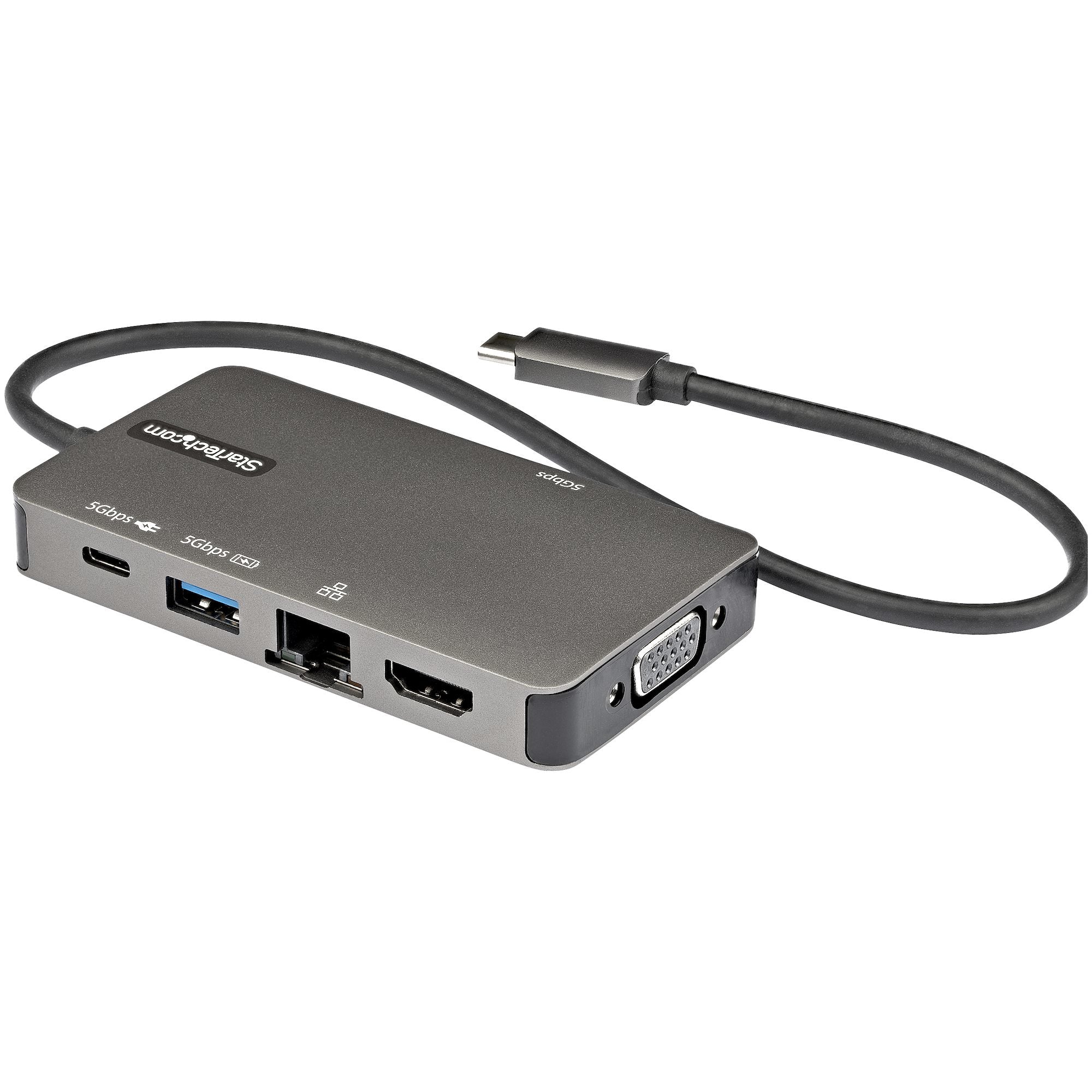 StarTech.com Multiport-Adapter – USB-C, 1× HDMI, 1× VGA, 2× USB-A, 100 W PD, GbE, für Windows/Mac/ChromeOS