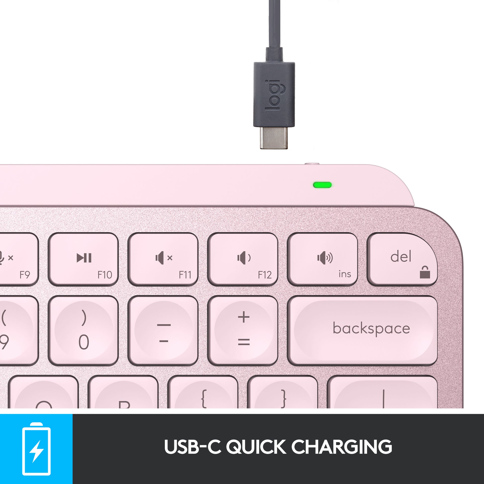 Logitech MX Keys Mini – Tastatur, kabellos, CH-Layout (DE-CH), beleuchtet, Rosa