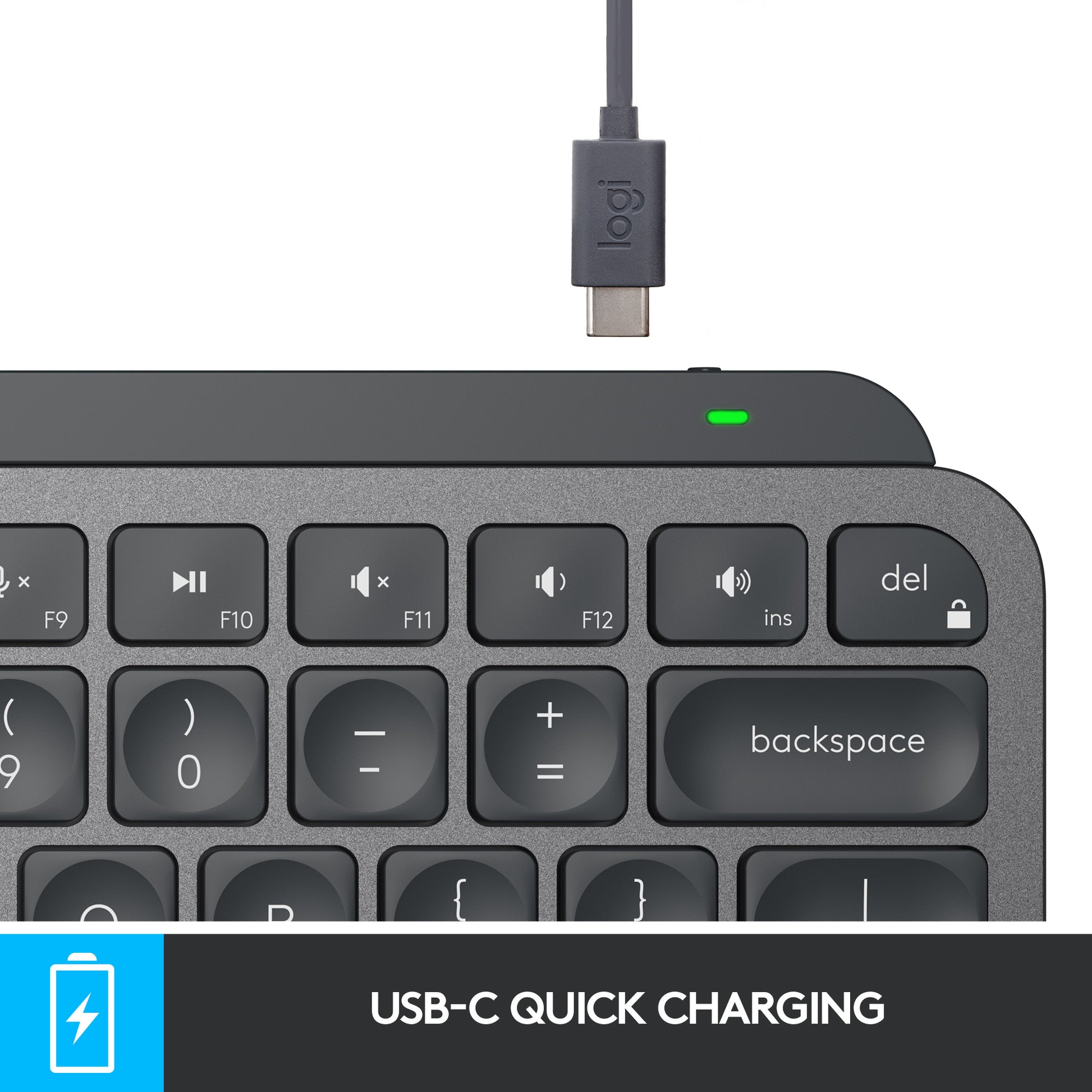 Logitech MX Keys Mini – Tastatur, kabellos (Bluetooth), DE-Layout (DE), Dunkelgrau