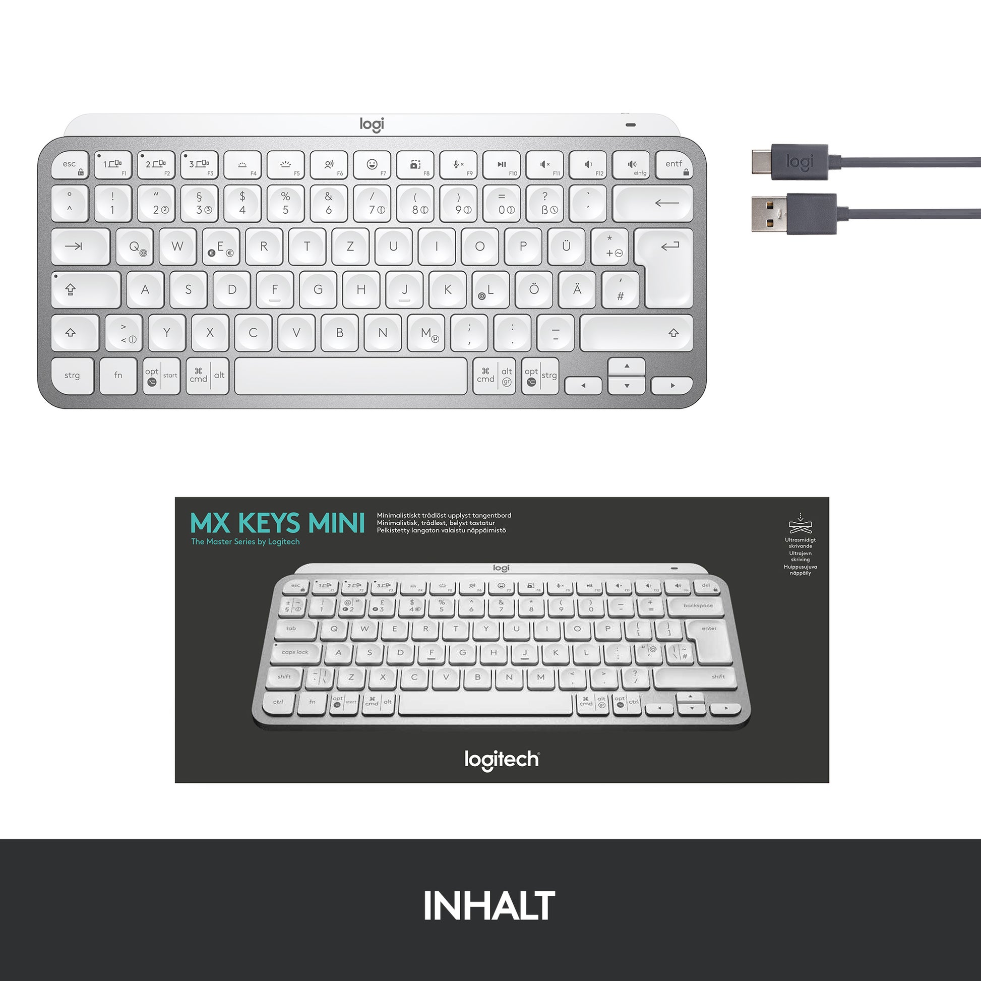 Logitech MX Keys Mini – Tastatur, kabellos, beleuchtet