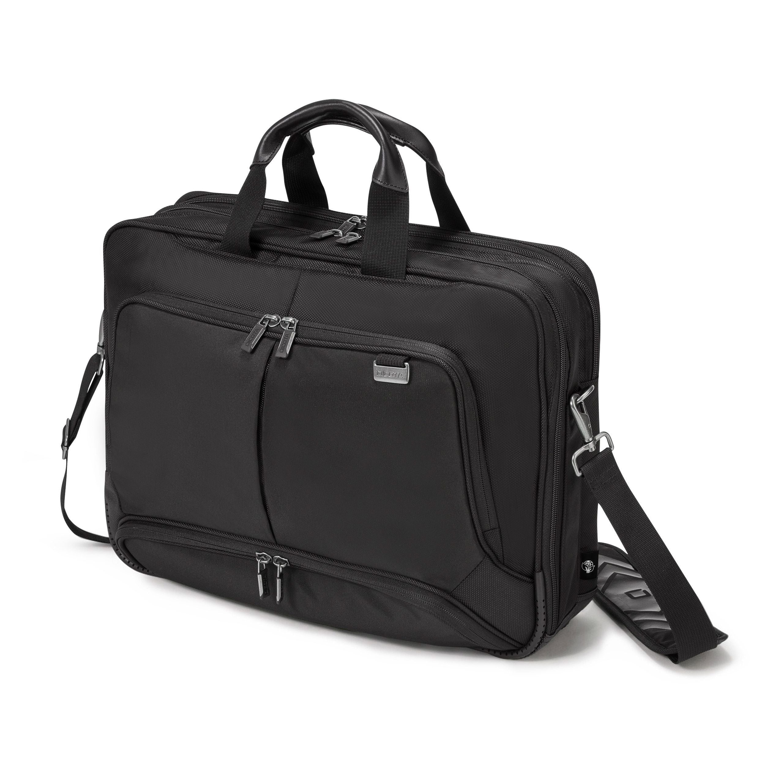 DICOTA Notebook-Tasche bis 14,1" – aus recyceltem PET, mit Schultergurt – Schwarz