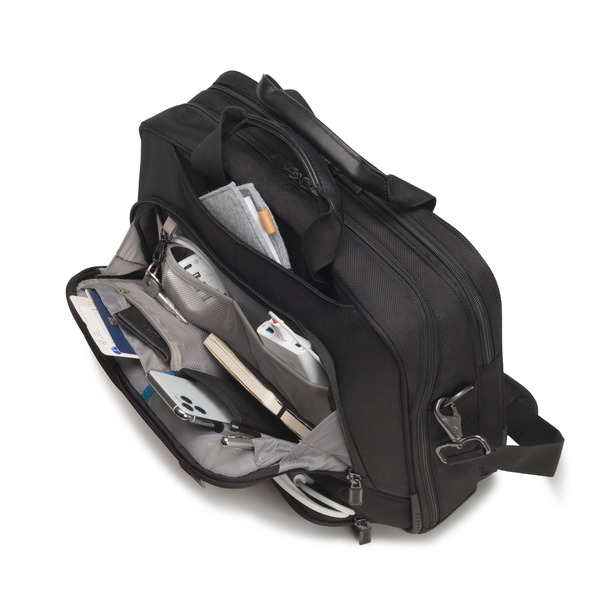 DICOTA Notebook-Tasche bis 14,1" – aus recyceltem PET, mit Schultergurt – Schwarz
