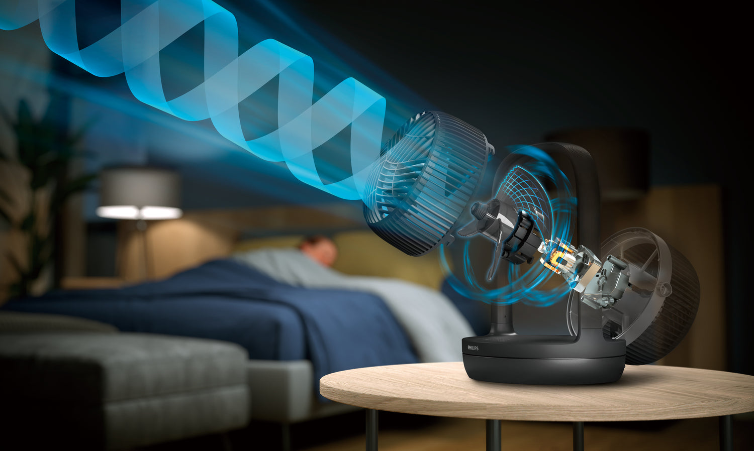 Philips Tischventilator 3000 Serie – 22 cm, 3 Stufen, oszillierend, Timer, 27 W, 40 dB(A), Graphit