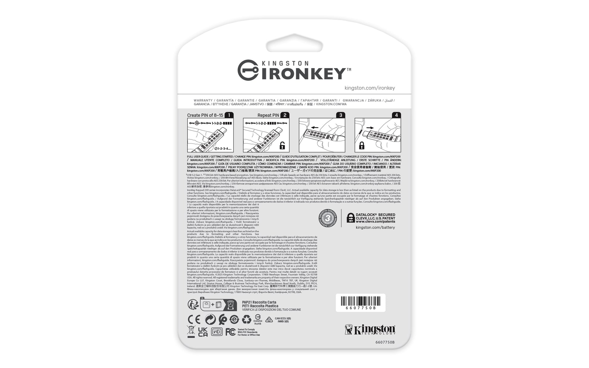 Kingston Technology Kingston IronKey Keypad 200C USB-Stick – 128 GB, USB-C, FIPS 140-3 Level 3 (ausstehend), AES-256