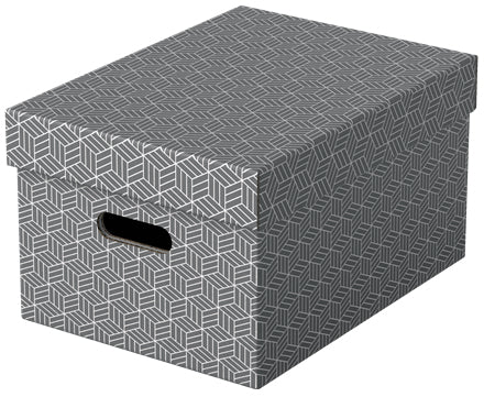 Esselte Archivschachtel A4 – mit Griffloch, 265 × 205 × 365 mm, Grau, Karton, 3er Pack