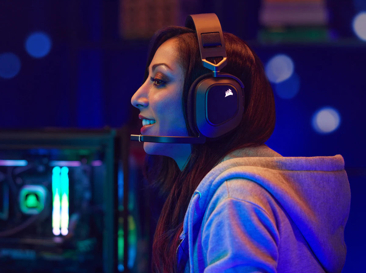 Corsair HS80 RGB – Wireless Gaming-Headset – USB-A, Surround-Sound, RGB – Schwarz – für PS5 – bis 20 h