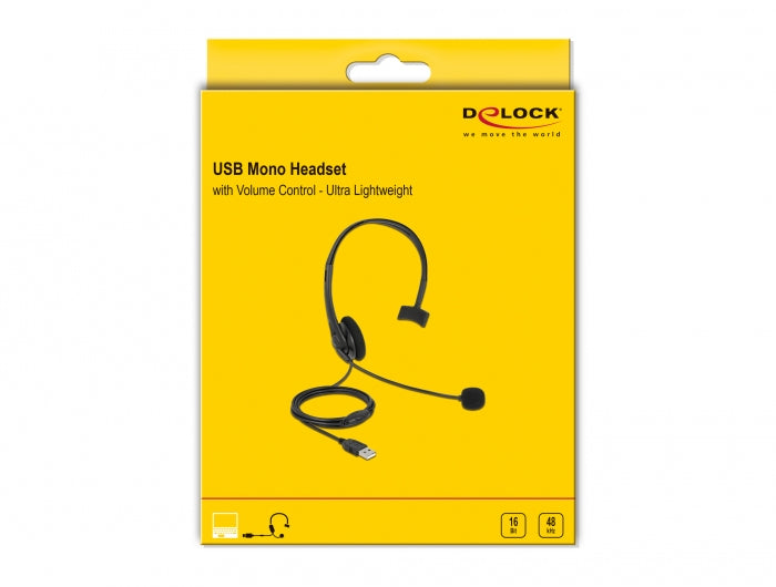 DeLOCK Office-Headset – On-Ear, Mono, Kabelgebunden (USB-A), Schwarz