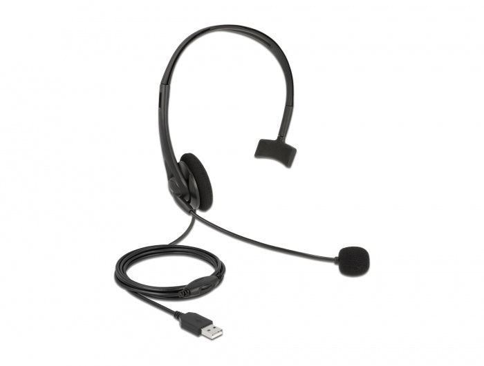 DeLOCK Office-Headset – On-Ear, Mono, Kabelgebunden (USB-A), Schwarz