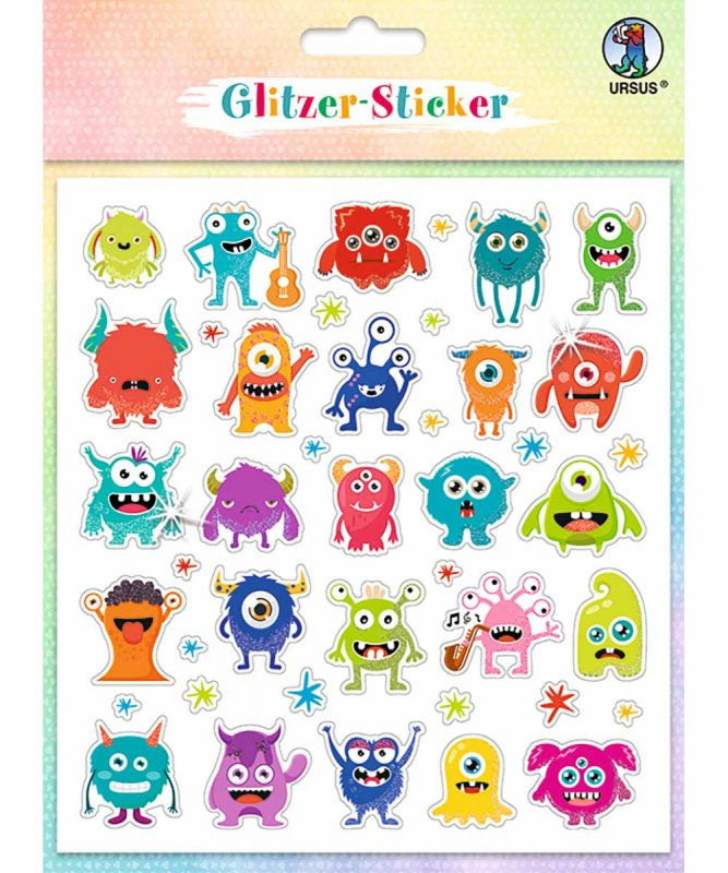 URSUS Sticker, Fun Motiv 05, Glitzer, Mehrfarbig, 15 × 16,5 cm