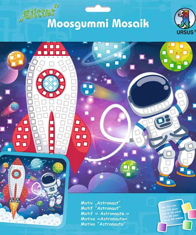 URSUS Moosgummi-Set Glitter Astronaut – 25 × 27 cm – selbstklebend – Mehrfarbig