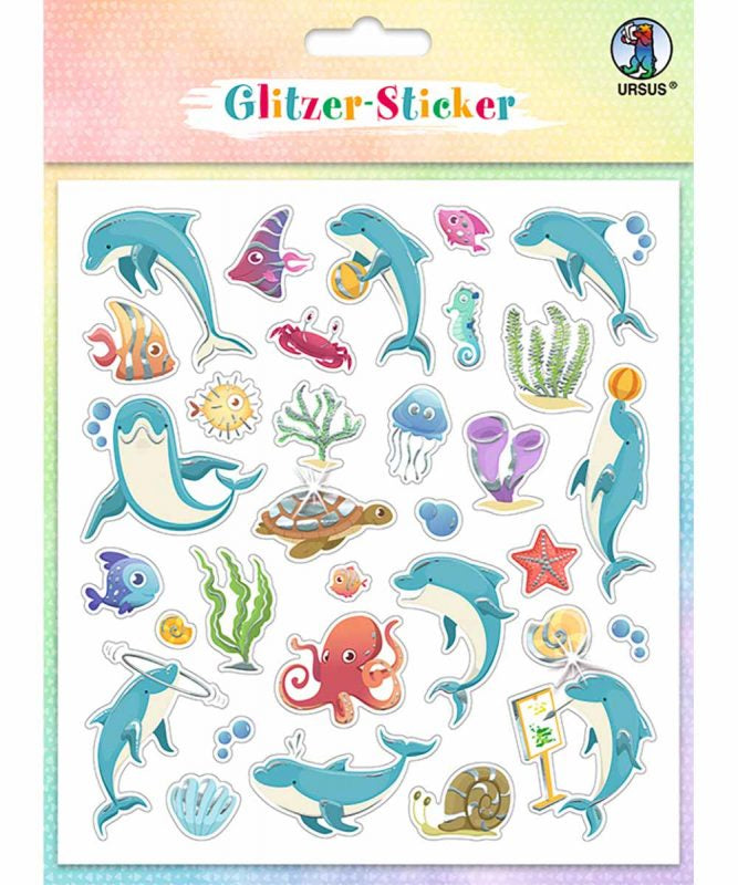 URSUS Sticker, Fisch, Glitzer, Mehrfarbig, 1 Bogen