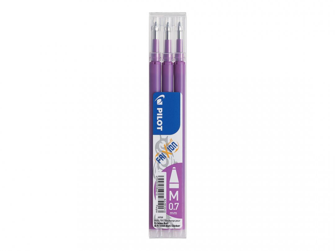 Pilot Gel Mine FriXion für Ball, Clicker, LX + 1 weitere – lila, 0,7 mm, löschbar, geruchsarm, 3 Stk.