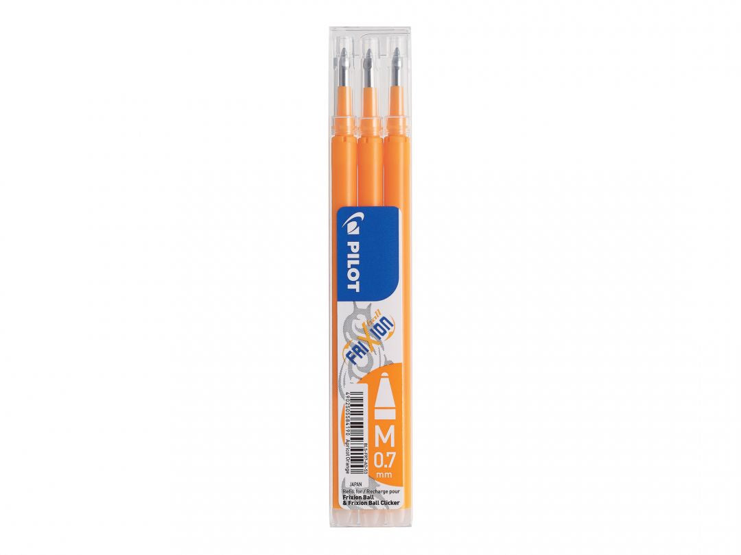Pilot FriXion Rollerpatronen für Ball, Clicker, LX + 1 weitere – Aprikose, 0,7 mm, löschbar, geruchsarm, 3 Stk.