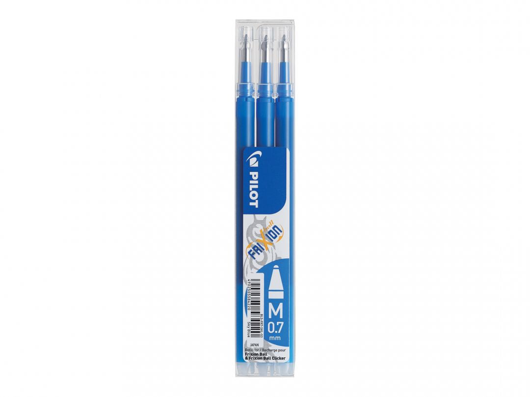 Pilot FriXion Rollerpatrone – Blau, 0,7 mm (Mittel), für FriXion Ball, FriXion Clicker, 3er-Pack, radierbar