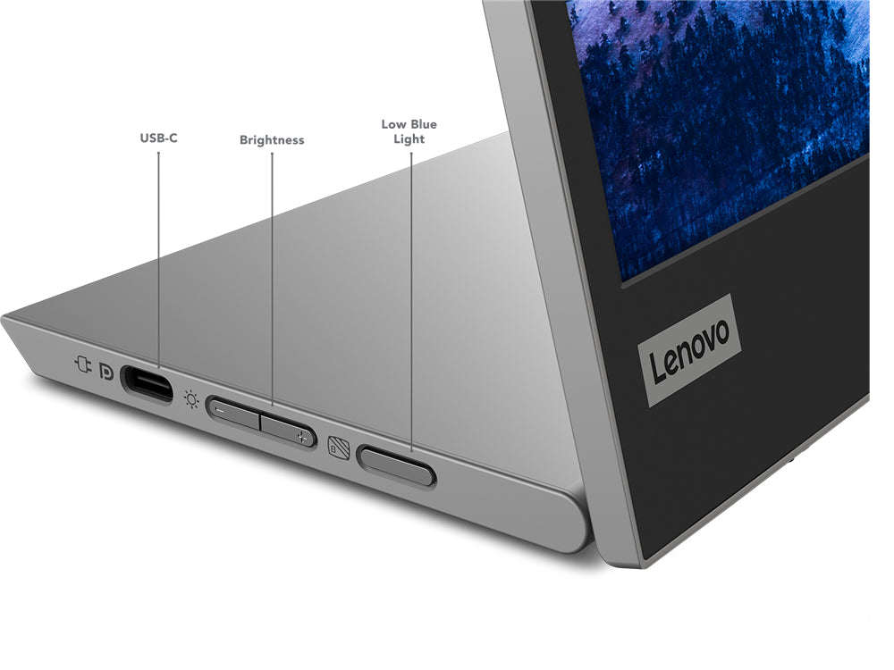 Lenovo L15 – Portabler Monitor, 15,6", IPS, 60 Hz, 250 cd/m², USB-C, VESA 100 × 100, Schwarz