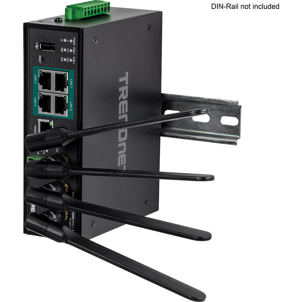 Trendnet TI-WP100 WLAN-Router – Wi-Fi 5 (802.11ac) Dual-Band, 4× 1G PoE+, PoE-Budget 120 W, USB 2.0