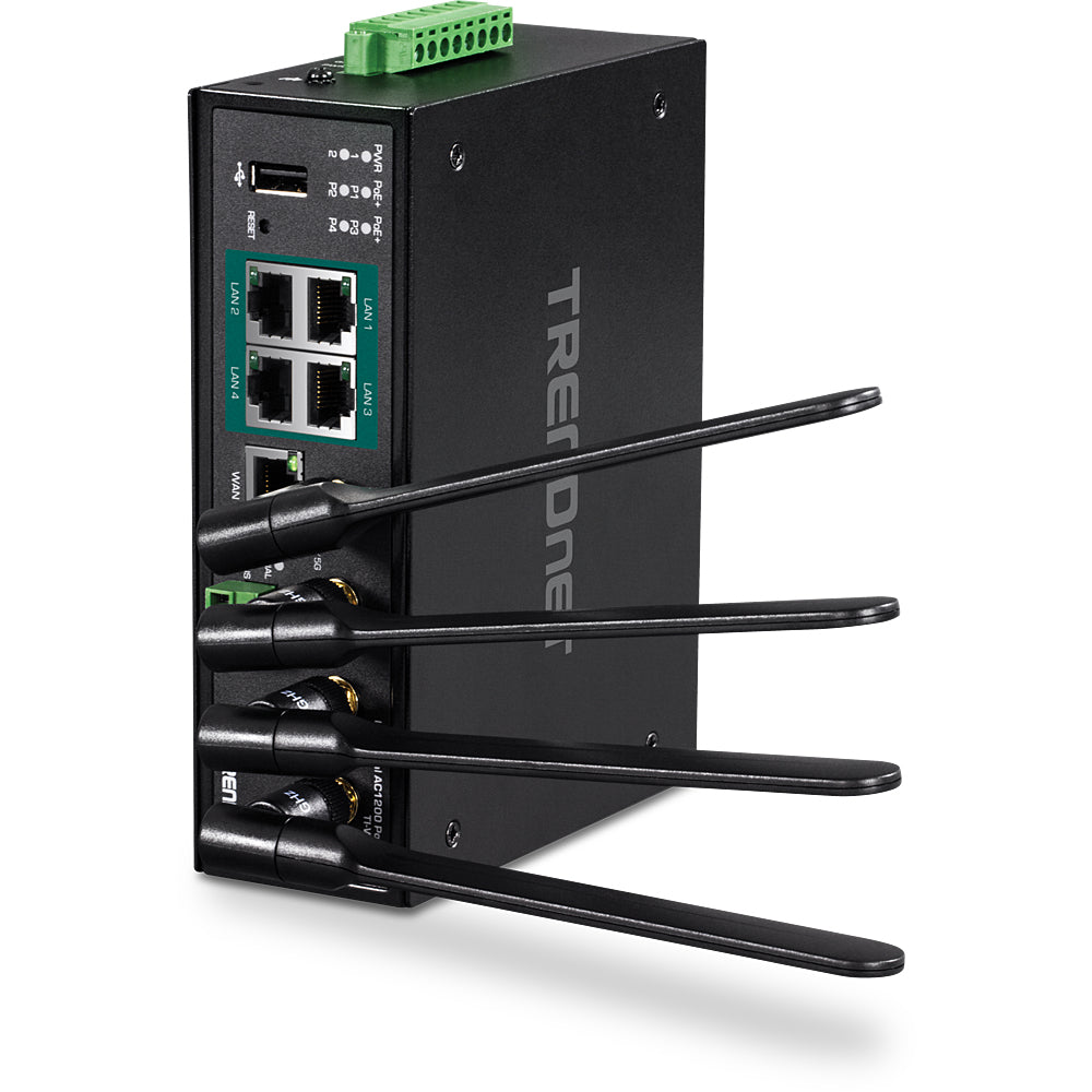 Trendnet TI-WP100 WLAN-Router – Wi-Fi 5 (802.11ac) Dual-Band, 4× 1G PoE+, PoE-Budget 120 W, USB 2.0