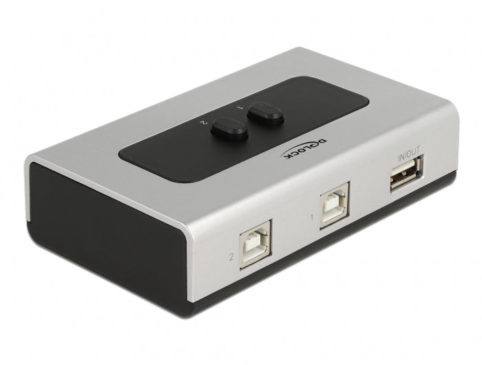 DeLOCK USB-Adapter 2× USB-B auf USB-A – USB 2.0 (480 Mbit/s) – Manuell, Kunststoff – Schwarz/Silber