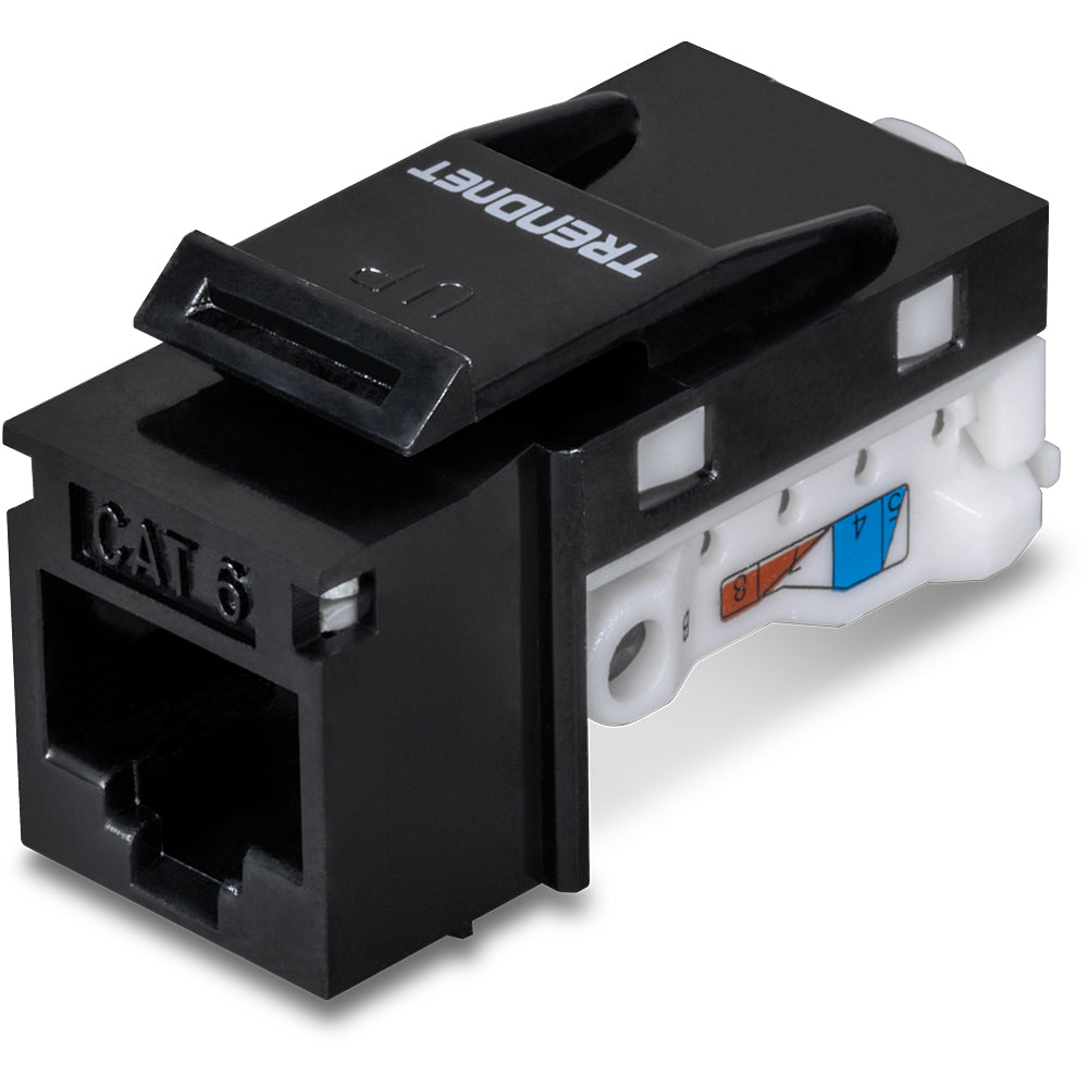 TRENDnet TC-K50C6BK – Cat6 Keystone-Buchse (50er Pack) – RJ-45, abgewinkelt, schwarz