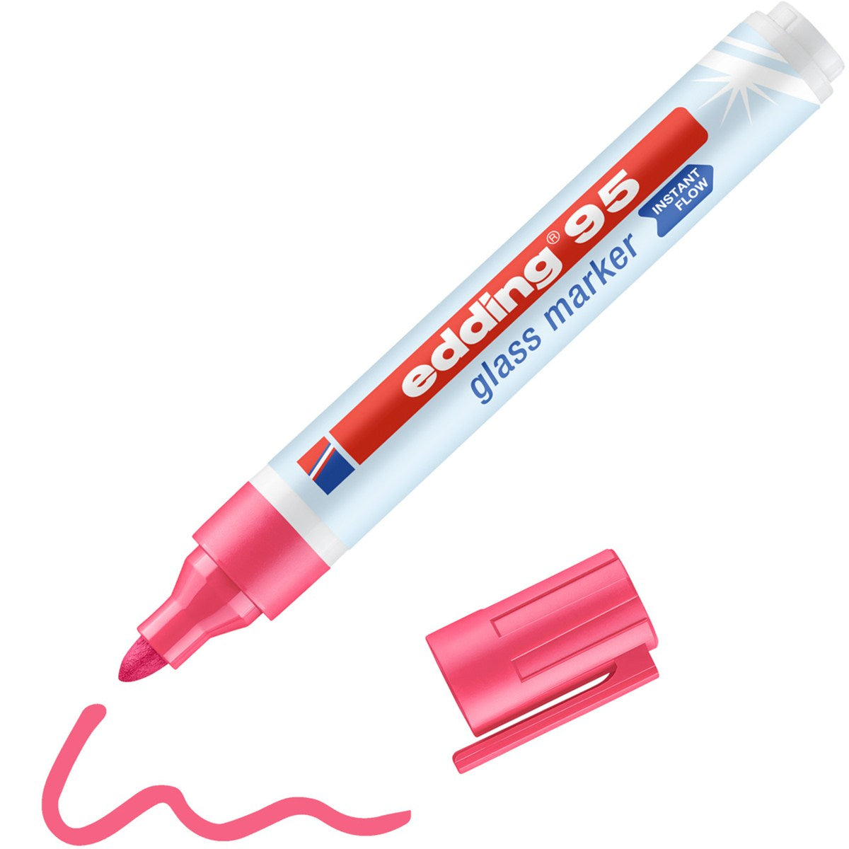 Edding Glasboardmarker – Rundspitze 1,5–3 mm, Pink, trocken abwischbar, deckend – für Glasboards/Whiteboards