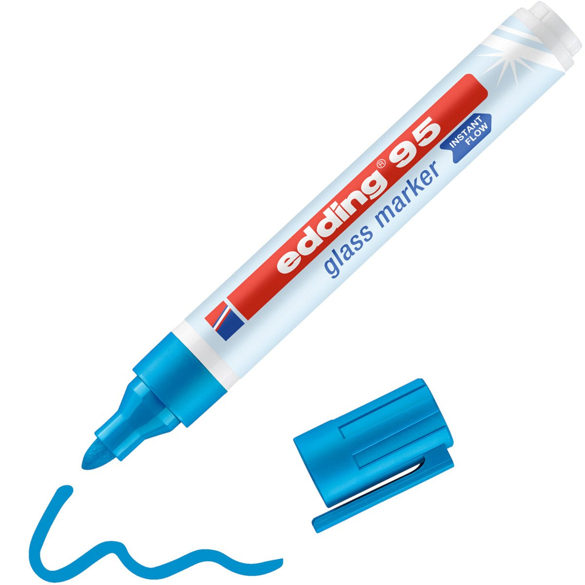 Edding Non-Permanent-Marker 95 – Rundspitze 1,5-3 mm – Hellblau – Trocken abwischbar