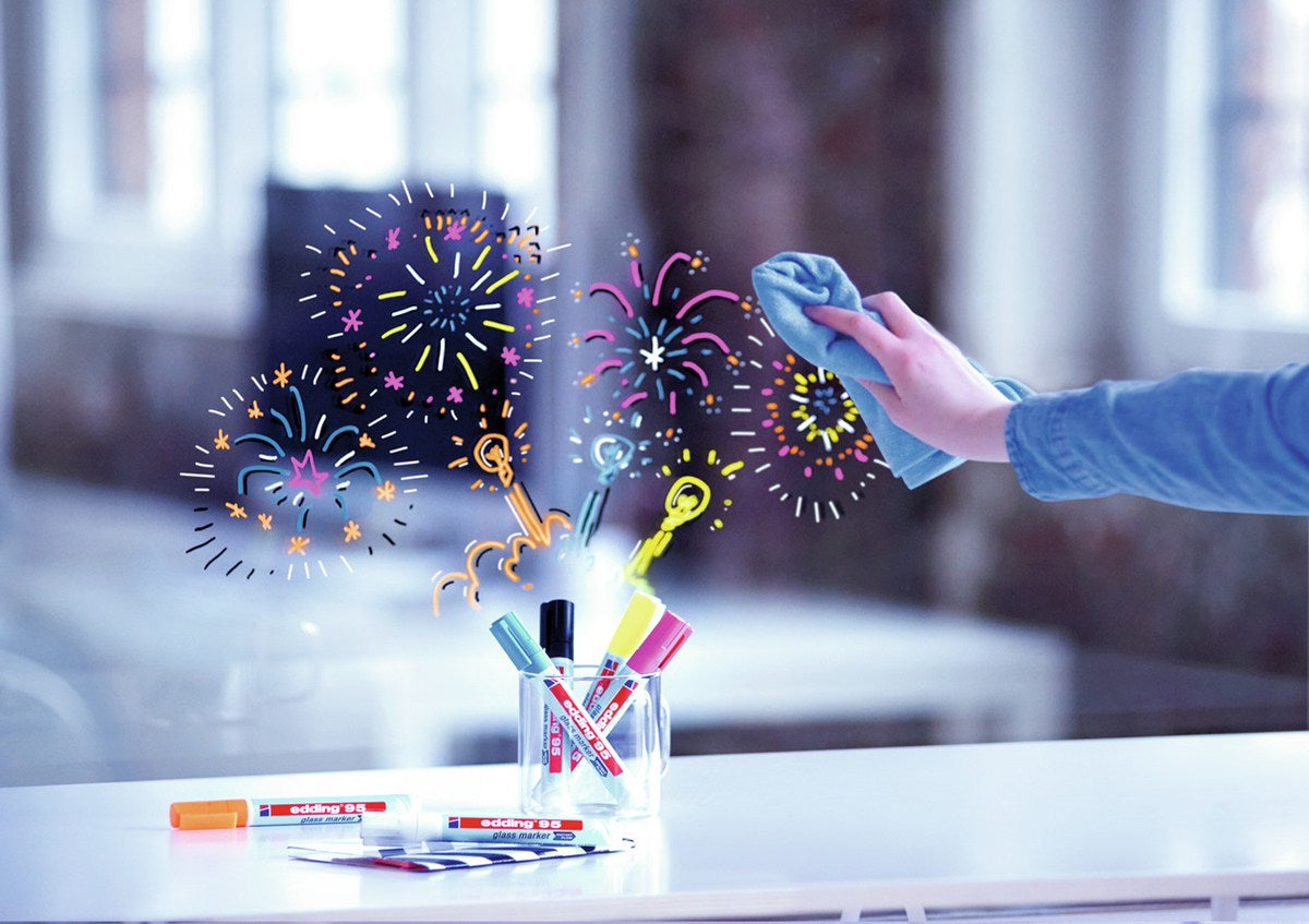 Edding Glassboardmarker – Rundspitze 1,5–3 mm, Gelb, trocken abwischbar, deckend – für Glasboards & Whiteboards